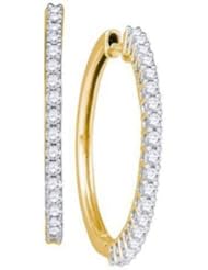 1.01 cttw 14k Yellow Gold Diamond Huggie Hoop Earrings (Real Diamonds: 1.01 cttw)