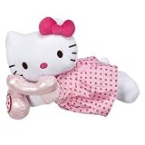Hello Kitty Cuddle Bed Pillow in Pink Dress Talking on Phone