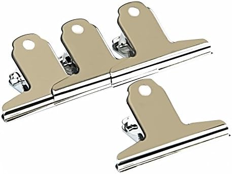 Lusawhow Stainless Steel 201 Large Bulldog Clips, Metal Paper Clip, Bull Dog Clips - 3 inch - 4 Pack