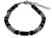 Mens Surf Surfer Metal & Black Bead Beads Bracelet Wristband - B