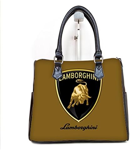 LaHuo World's Top Sports Car Automobili Lamborghini S.p.A. Bullfighting Logo Women Barrel Type Handbag Lady Fashion Tote Top Handle(Twin Sides)