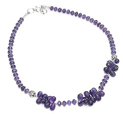 Gemstone Jewelry Sterling Silver Amethyst Necklace 19.5 inches (gnklc216)