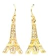Paris Eiffel Tower Crystal Studded Fashion Earrings - Gold