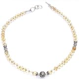 Girls Gift Silver Citrine Gemstone Necklace 18.75 inches (gnklc252)