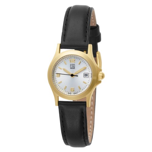 ESQ by Movado Women's 7101057 Sport Classic Gold-Plated Genuine Leather Strap Watch