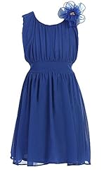 Pleated Elasticized   Waistline Spring Summer Tea Length Chiffon Scoop Neck  Dress