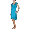 Moody Mama Maternity Nursing Ruffled Night Gown - Tourqoise