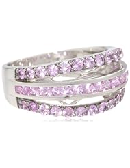 10k White Gold Pink Sapphire Ring, Size 7