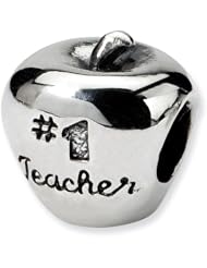 .925 Sterling Silver #1 Teacher on Apple Bead