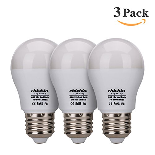 ChiChinLighting 3-pack 12v led light bulb, e27 light bulb led bulbs 12v Low voltage led bulbs daylight 6000k with high bright 7w light bulb 40 Watt Halogen Bulb Equivalent