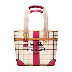 Coach Heritage Stripe Tattersall Bag Tote 12220 Large