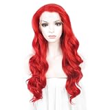 Synthetic Lace Front Wig Long Body Wavy Red Cosplay Christmas Party