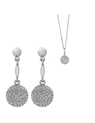 BRI Jewelry Sterling Silver Round Ball Shape With Clear Micropave Cubic Zirconia Set - Pendant - Dangle Earring