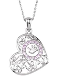 Solid 0.925 Sterling Silver Heart Girl Pendant Necklace