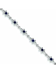 Genuine 14K White Gold White Gold Diamond And Sapphire Flower Bracelet 8 Grams Of Gold 100% Satisfaction Guaranteed.