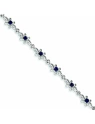 2 Carat 14K White Gold Diamond and Sapphire Flower Bracelet