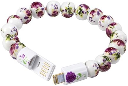 Amaozus Beads Bracelet Micro USB Interface Charging Data Cable for IOS Smartphone/ Iphone 6 Plus 6 5 5s 5c, Ipad 4, Ipad Mini, Ipad Nano 7 Sync Cable of Bracelet Data Cable (Red)