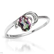 Ring With 0.53ctw Precious Stones - Genuine Diamond and Mystic Topaz Beautifully Crafted in White Gold- Size 7 (Size 7)