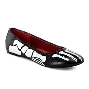 Skeleton Costume Shoes Bones Black Ballet Flats Size: 11