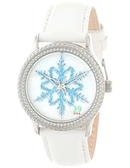 The P.S. Collection by Arjang and Co. Womens HY-1020S-WH "Alaskan Snowflake" Mother Of Pearl Dial White Leather Strap Watch