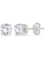 1 Carat TW Round Solitaire Diamond Stud Earrings in 14K White Gold