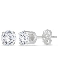 1.00 Carat Diamond Solitaire Earrings in 14K White Gold