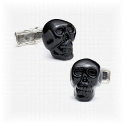 Hand Painted Black Skull Cufflinks