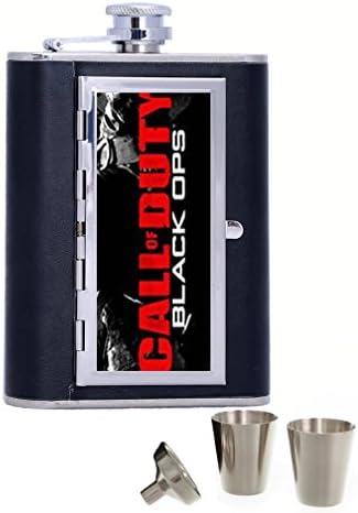Call Of Duty White Ops Custom Personalized Engraved 6oz Matte Black Stainless Steel Hip Flask Gift Box