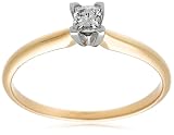  : 10k Yellow Gold Princess Cut Solitaire Diamond Engagement Ring (1/4 ct, J-K Color, I2-I3 Clarity), Size 7