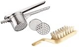 Paderno World Cuisine stainless potato ricer with three discs 3 3/4 diameter