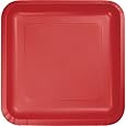 Creative Converting Touch of Color 18 Count Square Paper Dinner Plates, Classic Red, 9 1/8in