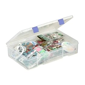 Creative Options Utility Organizer 2-3730-80 Deep Utility Box 4-15 Adjustable Compartments Clear/Periwinkle Latches 13.75