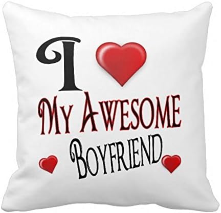 Cukudy I Love My Boyfriend Popular Holiday Gift Square Throw Pillow Case 18 Inches