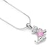 925 Sterling Silver CZ Cubic Zirconia 3D Cute Pink Chihuahua Puppy Dog Pendant Necklace, 18 inches