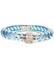 Angelique De Paris Mata Hari Silver Platinum Rhodium Finish Resin Bangle Bracelet in Baby Blue