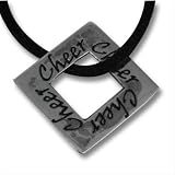 Sterling Silver Square Cheer Charm on Satin Cord