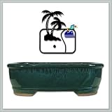 10 Inch Ceramic Bonsai Pot | Land and Sea - Green - Curved Corners - By Joebonsai - B001TAMBIO