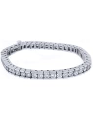 14k White Gold 7.68 Carat Box Shape Round Diamond Tennis Bracelet