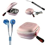 Earphone Case - Clamshell Style with Zipper Enclosure, Inner Pocket, and Durable Exterior! + Includes a 4-inch eBigValue Determination Hand Strap as a gift!! + Includes a Set of Hi-Fi Noise-Reducing Ear Buds Headphones for your MP3 Players 3.5mm stereo Jack