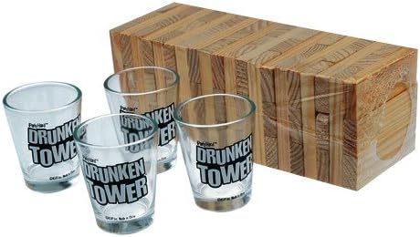 Drunken Tower Wood Blocks and 4 Drinking Shot Glasses Game Toy by PSK limited