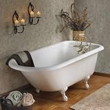 61" Janelle Cast Iron Roll Top Clawfoot Bathtub (White Feet / No Tap Holes)