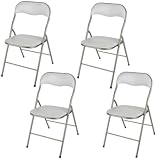 Oxid7 4er Set Klappstühle, Stühle, Stuhlset, Campingstuhl in Weiß mit PVC-Bezug - 4 Stück