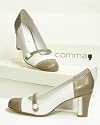 Edler Comma Leder Pumps weiß / braun