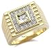 14K Gold Plated Princess Cut Solitaire Mens CZ Ring