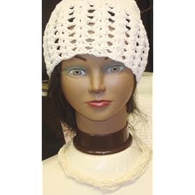 Hand Crocheted Ivory Rayon Cotton Gimp Skull Cap for Women and Teens Offered in Combination with...