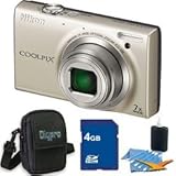 Nikon COOLPIX S6100 16MP Silver Digital Camera, 7x Wide-Angle Zoom Lens, 4- ....
