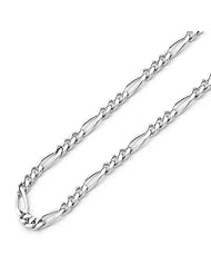 14K White Gold 2mm Figaro Curb Chain Necklace 20"