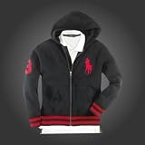 ラルフローレン（RALPH LAUREN）メンズBigPonyフルジップパーカー (L, ブラック)