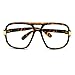 Geeky Oversized Run DMC Gazelle Eye Glasses Sunglasses - Tortoise