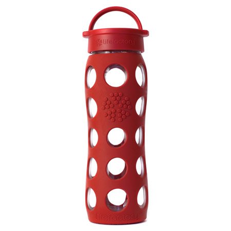 Lifefactory Glas-Trinkflaschen 650ml, rot